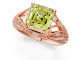 Rose gold Fancy Yellow Asscher Cut Cut Milgrain Pave Diamond Engagement Ring with Four-Prong Setting_16
