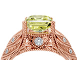 Rose gold Fancy Yellow Asscher Cut Cut Milgrain Pave Diamond Engagement Ring with Four-Prong Setting_19