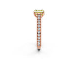 Rose gold Fancy Yellow Asscher Cut Cut Pave Band Milgrain Solitaire Ring_2