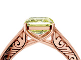 Rose gold Fancy Yellow Asscher Cut Cut Pave Band Milgrain Solitaire Ring_4