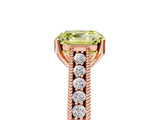 Rose gold Fancy Yellow Asscher Cut Cut Pave Band Milgrain Solitaire Ring_5