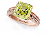 Rose gold Fancy Yellow Asscher Cut Cut Pave Split Shank Engagement Ring with Four-Prong Setting_1
