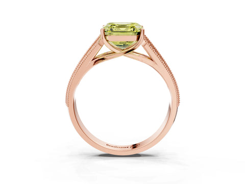 Rose gold Fancy Yellow Asscher Cut Cut Pave Split Shank Engagement Ring with Four-Prong Setting_3