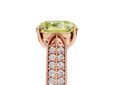 Rose gold Fancy Yellow Asscher Cut Cut Pave Split Shank Engagement Ring with Four-Prong Setting_5