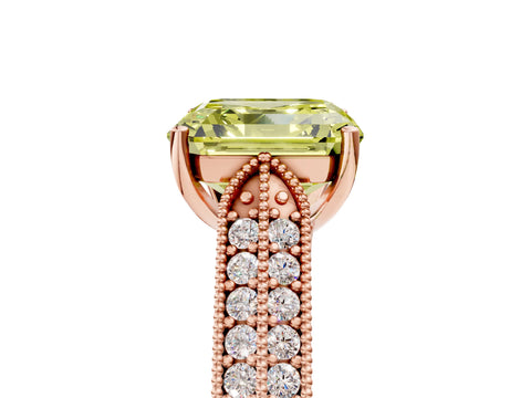 Rose gold Fancy Yellow Asscher Cut Cut Pave Split Shank Engagement Ring with Four-Prong Setting_5