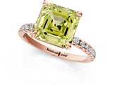Rose gold Fancy Yellow Asscher Cut Diamond Brilliant Solitaire Ring with Pavé Band and Four-Prong Setting_13