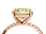 Rose gold Fancy Yellow Asscher Cut Diamond Brilliant Solitaire Ring with Pavé Band and Four-Prong Setting_16