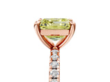 Rose gold Fancy Yellow Asscher Cut Diamond Brilliant Solitaire Ring with Pavé Band and Four-Prong Setting_17