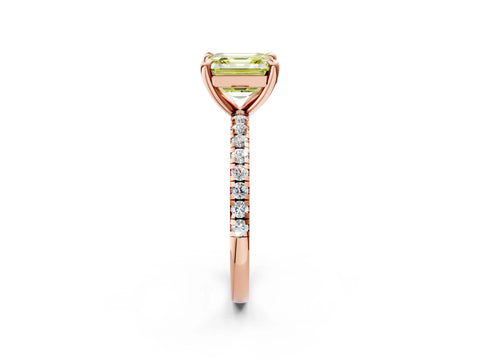 Rose gold Fancy Yellow Asscher Cut Diamond Brilliant Solitaire Ring with Pavé Band and Four-Prong Setting_2