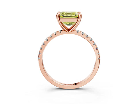 Rose gold Fancy Yellow Asscher Cut Diamond Brilliant Solitaire Ring with Pavé Band and Four-Prong Setting_3