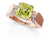 Rose gold Fancy Yellow Asscher Cut Diamond Channel Set Solitaire Ring with Four-Prong Setting_13