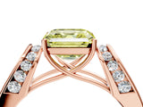 Rose gold Fancy Yellow Asscher Cut Diamond Channel Set Solitaire Ring with Four-Prong Setting_16