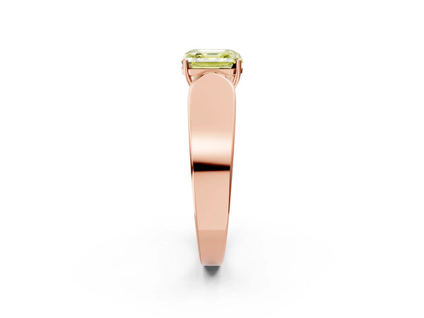 Rose Gold Asscher Cut Channel Set Engagement Ring Setting for Fancy Yellow Center with Wide Band