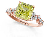 Rose gold Fancy Yellow Asscher Cut Diamond Cluster Pavé Band with Four-Prong Setting_4