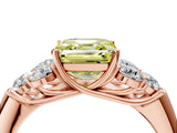 Rose gold Fancy Yellow Asscher  Cut Diamond Cluster Ring with Round Accent Stones and Prong Setting on a Classic Band_59