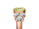 Rose gold Fancy Yellow Asscher  Cut Diamond Cluster Ring with Round Accent Stones and Prong Setting on a Classic Band_60