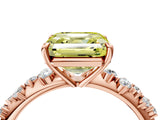 Rose gold Fancy Yellow Asscher Cut Diamond Cluster Side Stone Solitaire Ring with Prong Setting_108