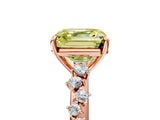 Rose gold Fancy Yellow Asscher Cut Diamond Cluster Side Stone Solitaire Ring with Prong Setting_109