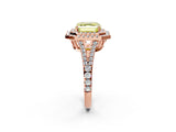 Rose gold Fancy Yellow Asscher Cut Diamond Double Halo Ring with Pavé Band and Prong Setting_19