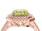 Rose gold Fancy Yellow Asscher Cut Diamond Double Halo Ring with Pavé Band and Prong Setting_21