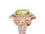 Rose gold Fancy Yellow Asscher Cut Diamond Double Halo Ring with Pavé Band and Prong Setting_22