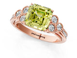 Rose gold Fancy Yellow Asscher  Cut Diamond Engagement Ring with Bezel Set Round Side Stones and Prong Setting_51
