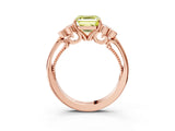 Rose gold Fancy Yellow Asscher  Cut Diamond Engagement Ring with Bezel Set Round Side Stones and Prong Setting_53