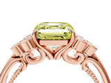 Rose gold Fancy Yellow Asscher  Cut Diamond Engagement Ring with Bezel Set Round Side Stones and Prong Setting_54