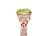 Rose gold Fancy Yellow Asscher  Cut Diamond Engagement Ring with Bezel Set Round Side Stones and Prong Setting_55