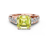 Rose gold Fancy Yellow Asscher  Cut Diamond Engagement Ring with Pavé Band and Four-Prong Setting_3