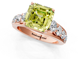 Rose gold Fancy Yellow Asscher  Cut Diamond Engagement Ring with Pavé Band and Four-Prong Setting_4