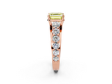 Rose gold Fancy Yellow Asscher  Cut Diamond Engagement Ring with Pavé Band and Four-Prong Setting_5