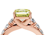 Rose gold Fancy Yellow Asscher  Cut Diamond Engagement Ring with Pavé Band and Four-Prong Setting_7