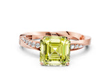Rose gold Fancy Yellow Asscher Cut Diamond Engagement Ring with Side Stone Accents and Four-Prong Setting_12