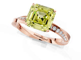 Rose gold Fancy Yellow Asscher Cut Diamond Engagement Ring with Side Stone Accents and Four-Prong Setting_133