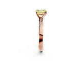 Rose gold Fancy Yellow Asscher Cut Diamond Engagement Ring with Side Stone Accents and Four-Prong Setting_134
