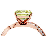 Rose gold Fancy Yellow Asscher Cut Diamond Engagement Ring with Side Stone Accents and Four-Prong Setting_22