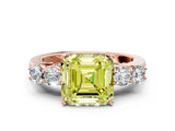 Rose gold Fancy Yellow Asscher  Cut Diamond Five-Stone Prong Set White Gold Ring_48