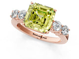 Rose gold Fancy Yellow Asscher  Cut Diamond Five-Stone Prong Set White Gold Ring_49