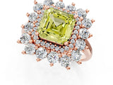 Rose gold Fancy Yellow Asscher Cut Diamond Floral Double Halo Engagement Ring with Prong Setting_1