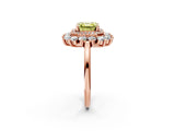 Rose gold Fancy Yellow Asscher Cut Diamond Floral Double Halo Engagement Ring with Prong Setting_2
