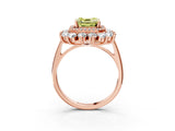 Rose gold Fancy Yellow Asscher Cut Diamond Floral Double Halo Engagement Ring with Prong Setting_3