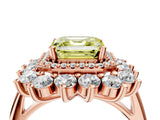 Rose gold Fancy Yellow Asscher Cut Diamond Floral Double Halo Engagement Ring with Prong Setting_4