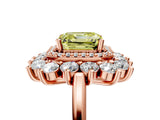 Rose gold Fancy Yellow Asscher Cut Diamond Floral Double Halo Engagement Ring with Prong Setting_5