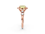 Rose gold Fancy Yellow Asscher  Cut Diamond Floral Halo Engagement Ring with Shared Prong Setting 3