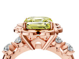 Rose gold Fancy Yellow Asscher  Cut Diamond Floral Halo Engagement Ring with Shared Prong Setting 5