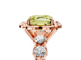 Rose gold Fancy Yellow Asscher  Cut Diamond Floral Halo Engagement Ring with Shared Prong Setting