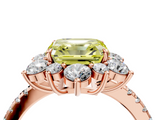 Rose gold Fancy Yellow Asscher  Cut Diamond Floral Halo Pave Band with Prong Setting_4