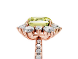 Rose gold Fancy Yellow Asscher  Cut Diamond Floral Halo Pave Band with Prong Setting_5