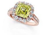 Rose gold Fancy Yellow Asscher Cut Diamond Floral Halo Ring with Pavé Band and Prong Setting_4